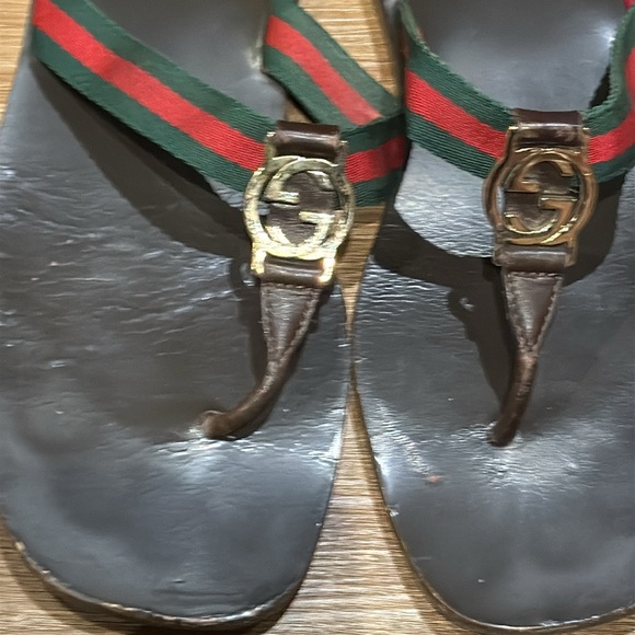 Pre-owned GG Interlocking Web Leather Flip Flops 40 - Picture 7 of 8
